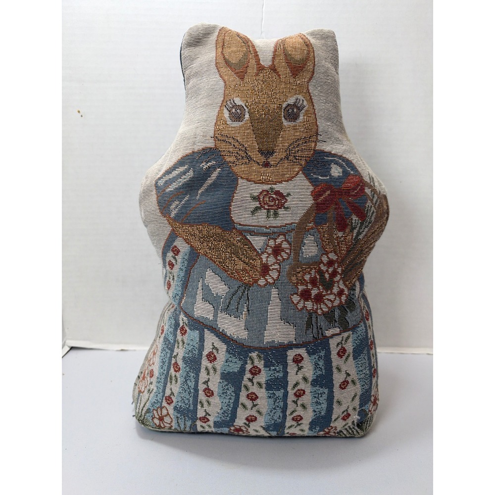 Vintage Beatrix Potter Mrs. Rabbit Tapestry Stuff Weighted Bottom Door Stop 14"